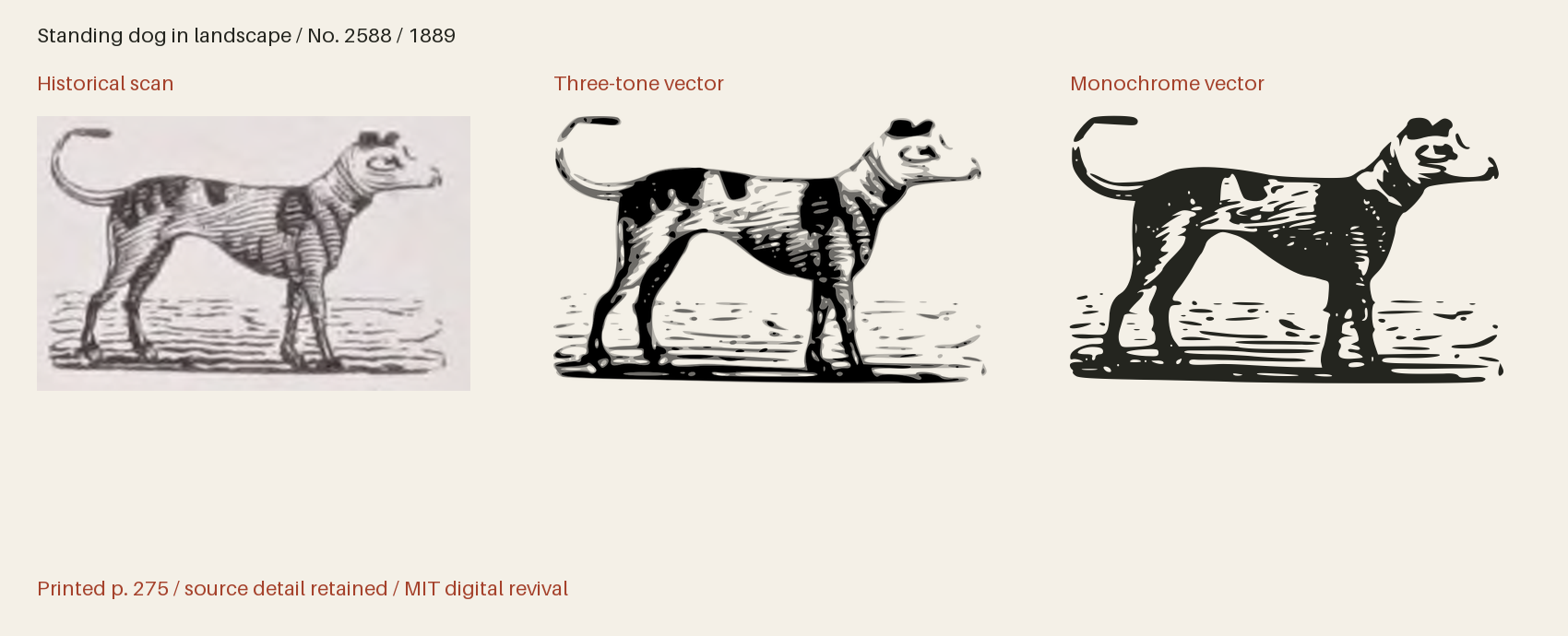 Historical scan beside the three-tone and monochrome vector revivals