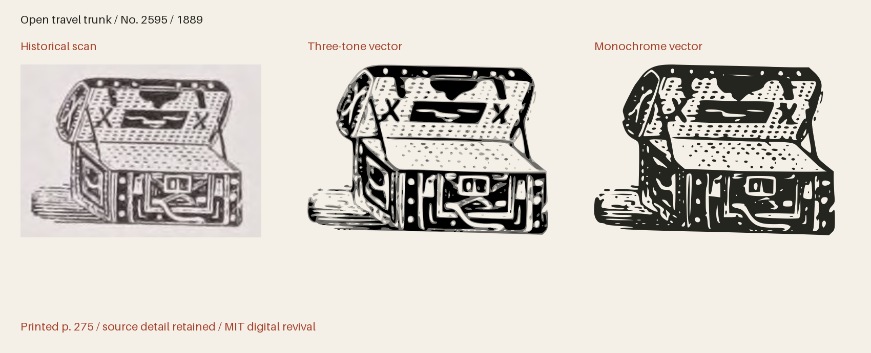 Historical scan beside the three-tone and monochrome vector revivals