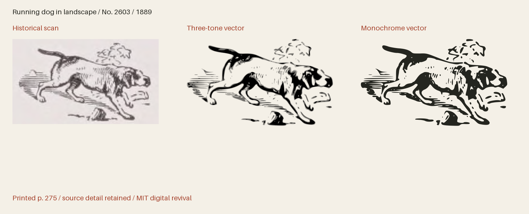 Historical scan beside the three-tone and monochrome vector revivals