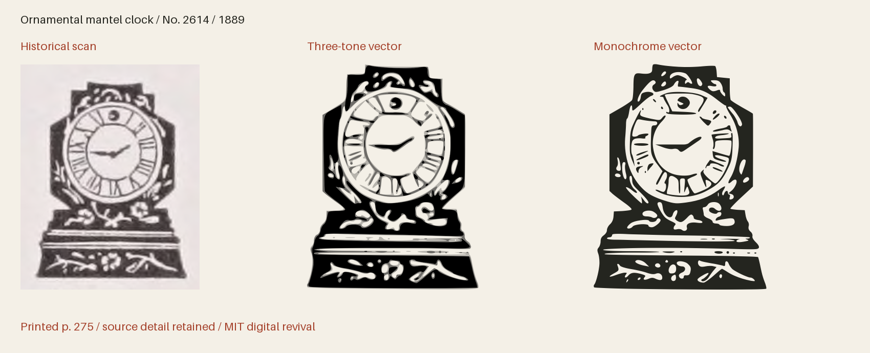 Historical scan beside the three-tone and monochrome vector revivals