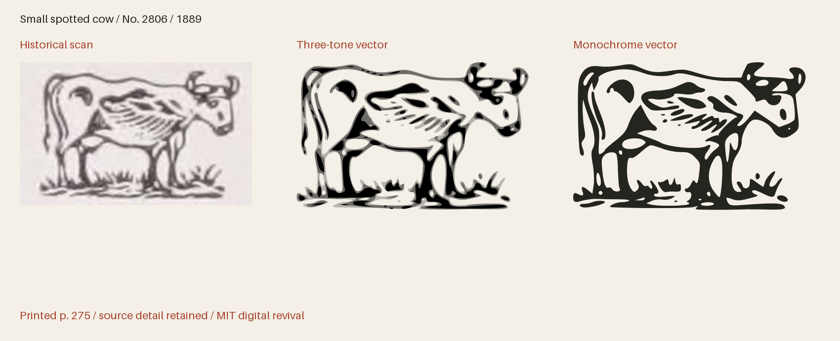 Historical scan beside the three-tone and monochrome vector revivals