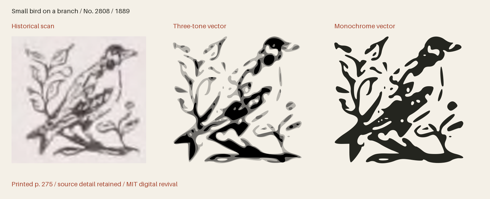 Historical scan beside the three-tone and monochrome vector revivals