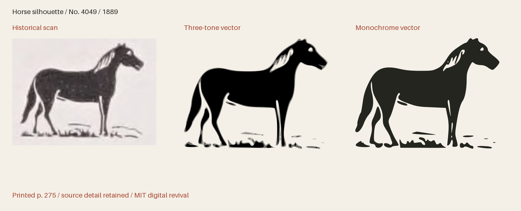 Historical scan beside the three-tone and monochrome vector revivals