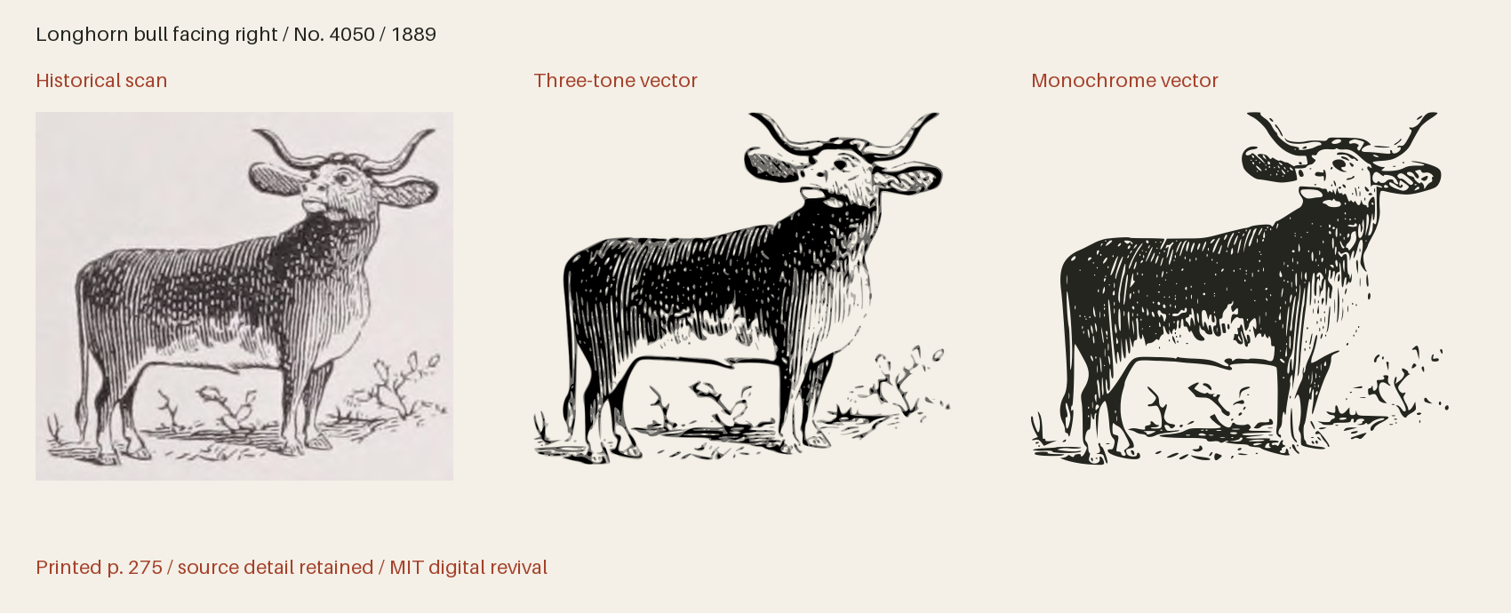 Historical scan beside the three-tone and monochrome vector revivals