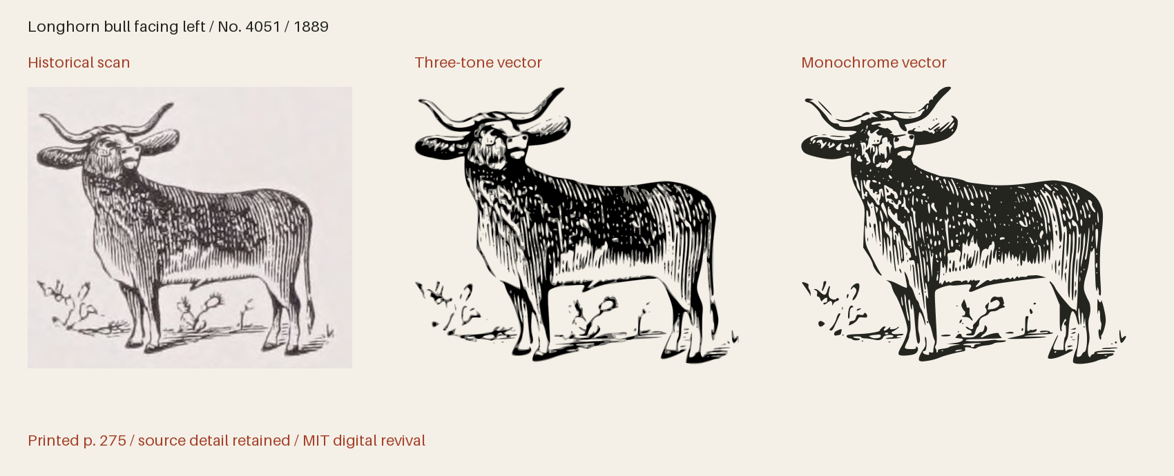 Historical scan beside the three-tone and monochrome vector revivals