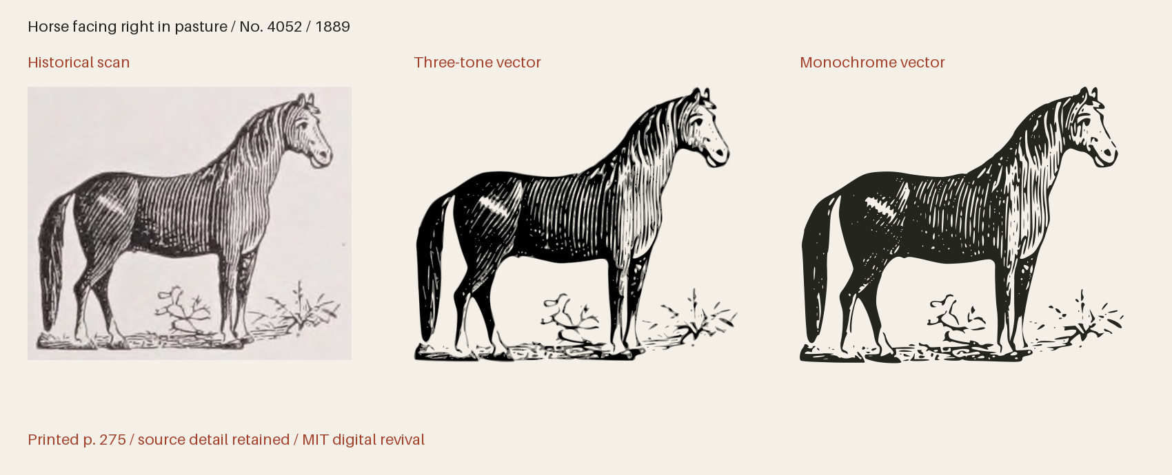 Historical scan beside the three-tone and monochrome vector revivals