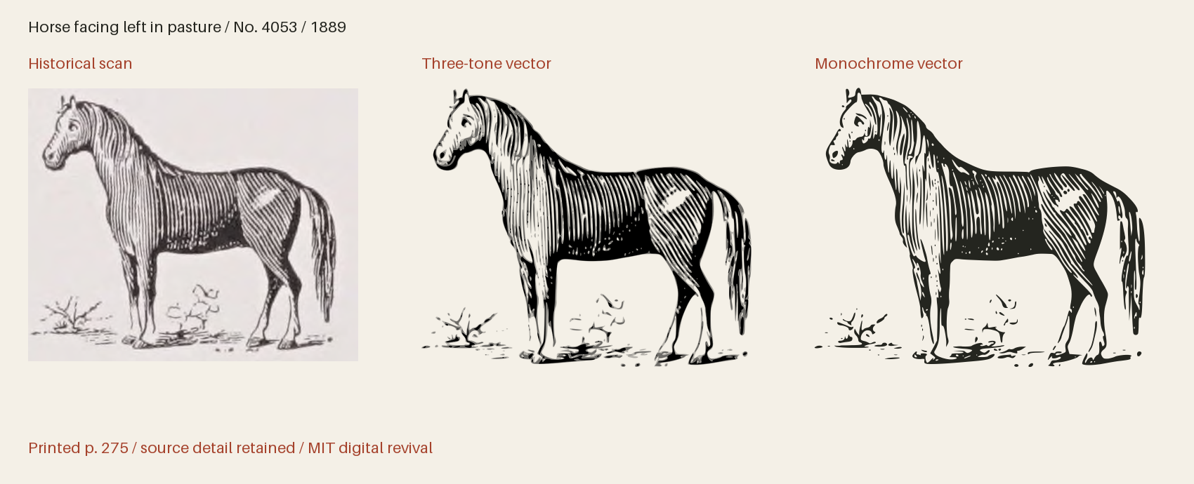 Historical scan beside the three-tone and monochrome vector revivals