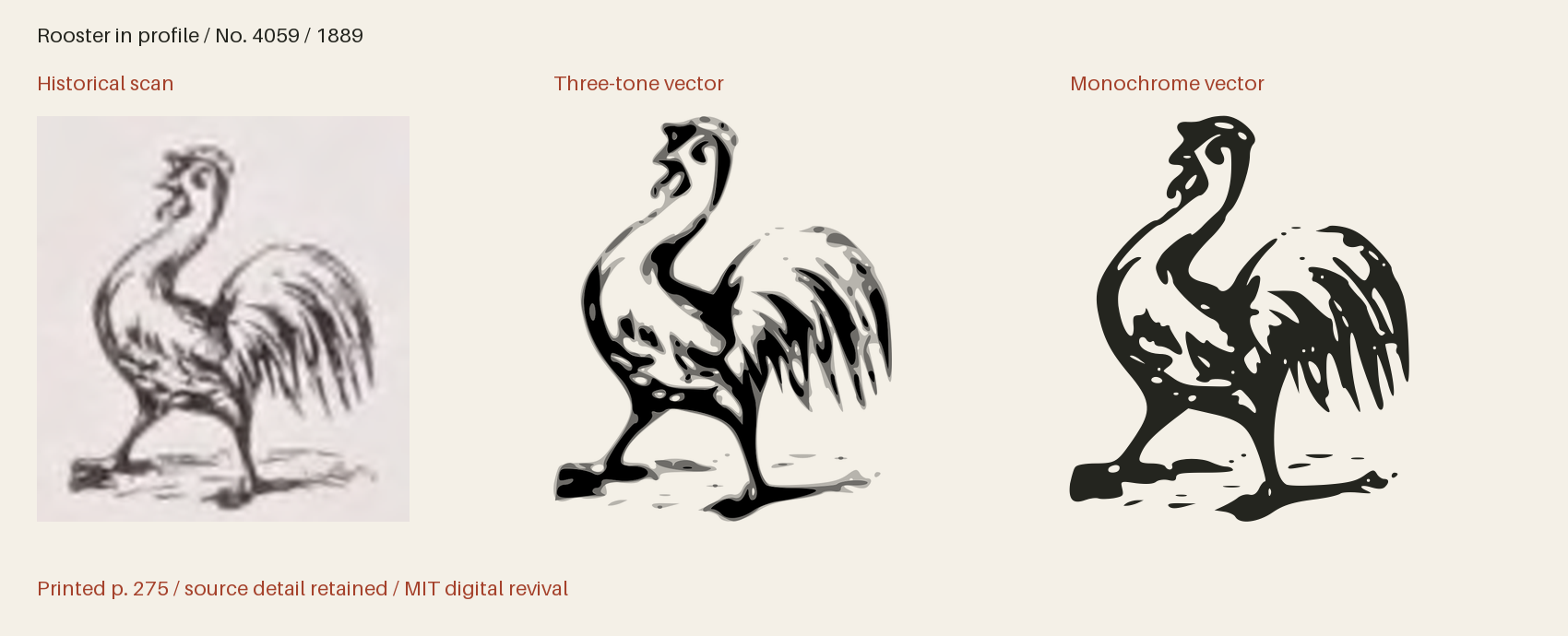 Historical scan beside the three-tone and monochrome vector revivals