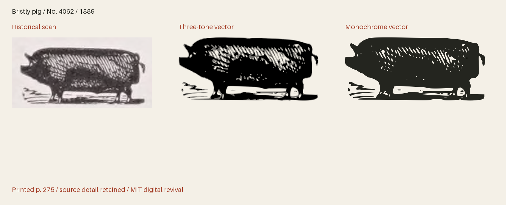 Historical scan beside the three-tone and monochrome vector revivals