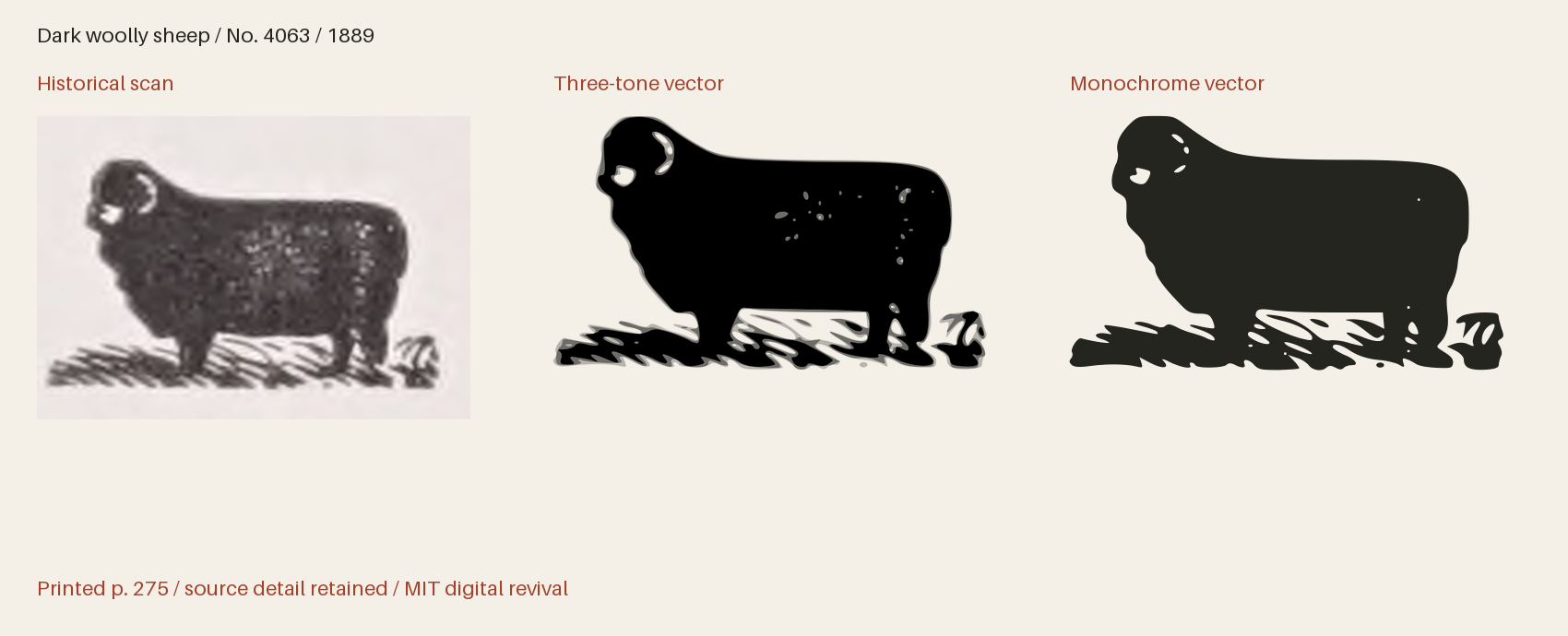 Historical scan beside the three-tone and monochrome vector revivals