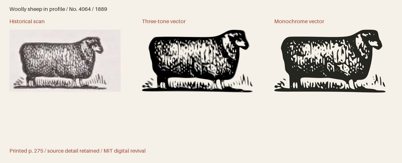 Historical scan beside the three-tone and monochrome vector revivals