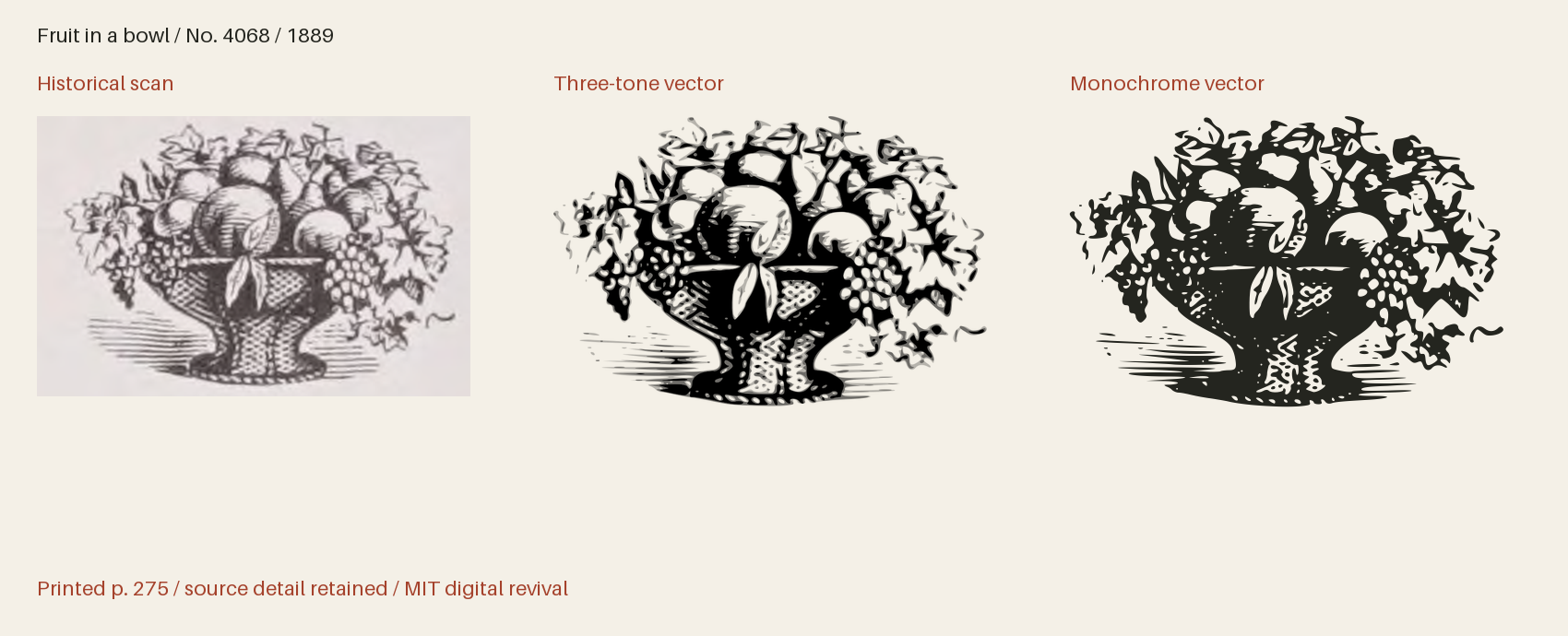 Historical scan beside the three-tone and monochrome vector revivals