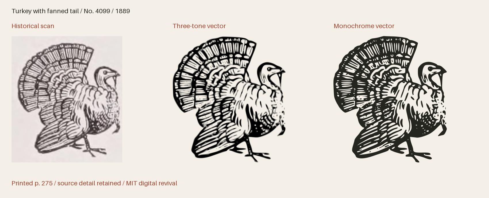 Historical scan beside the three-tone and monochrome vector revivals