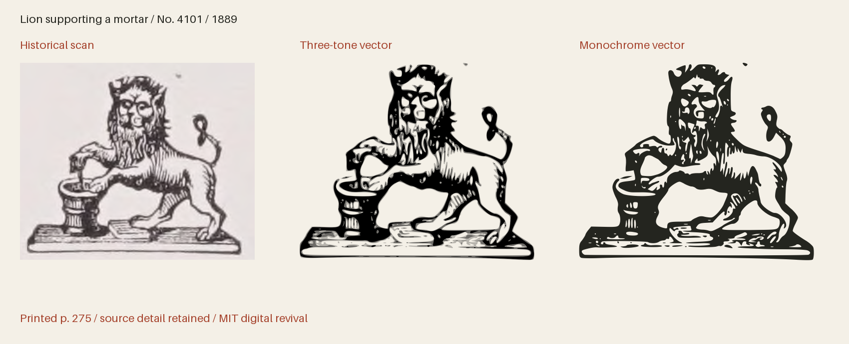 Historical scan beside the three-tone and monochrome vector revivals
