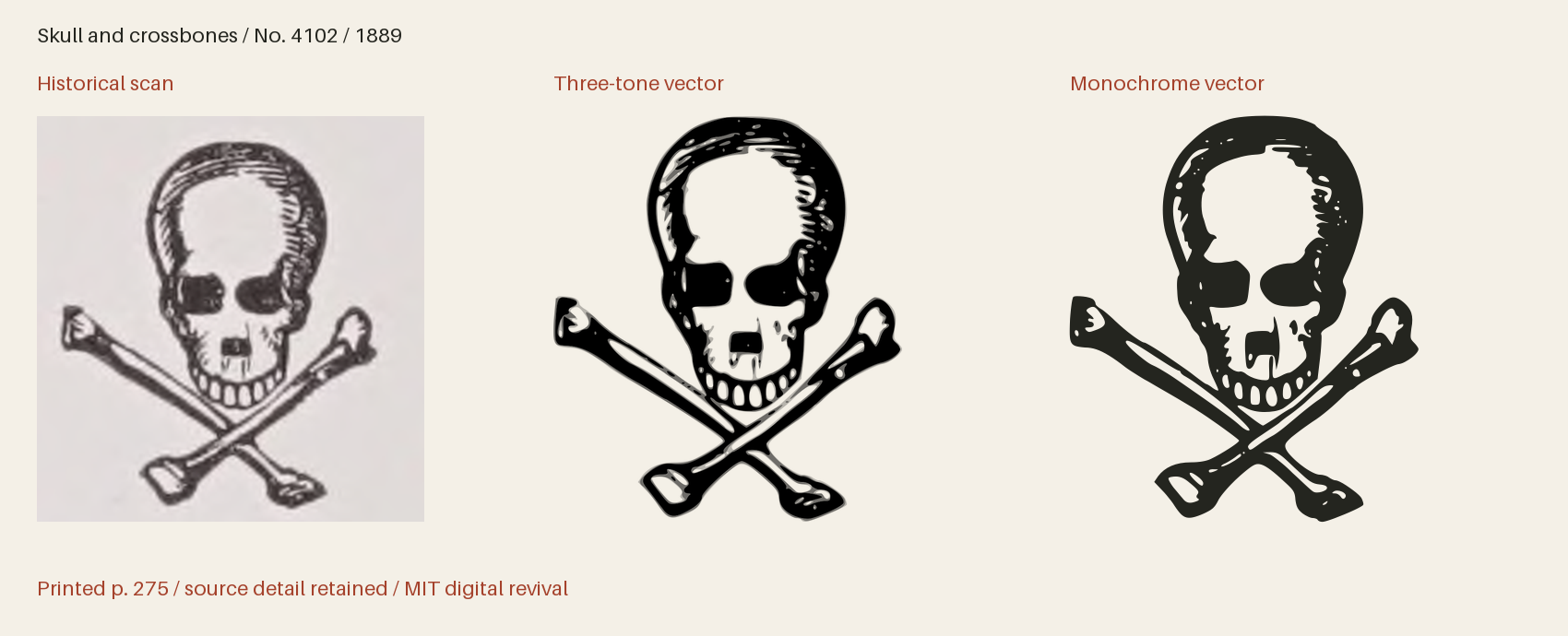 Historical scan beside the three-tone and monochrome vector revivals