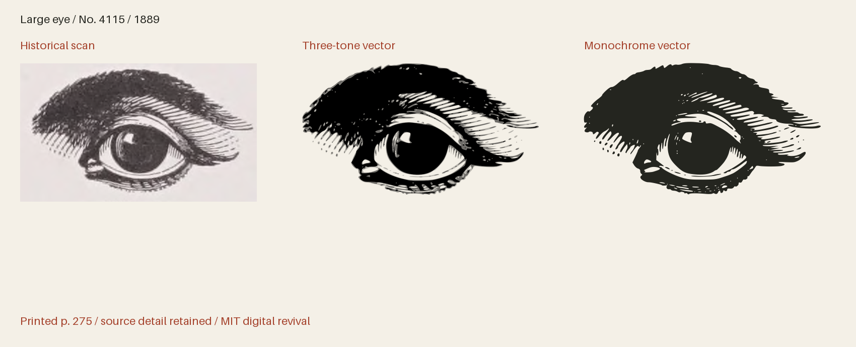 Historical scan beside the three-tone and monochrome vector revivals