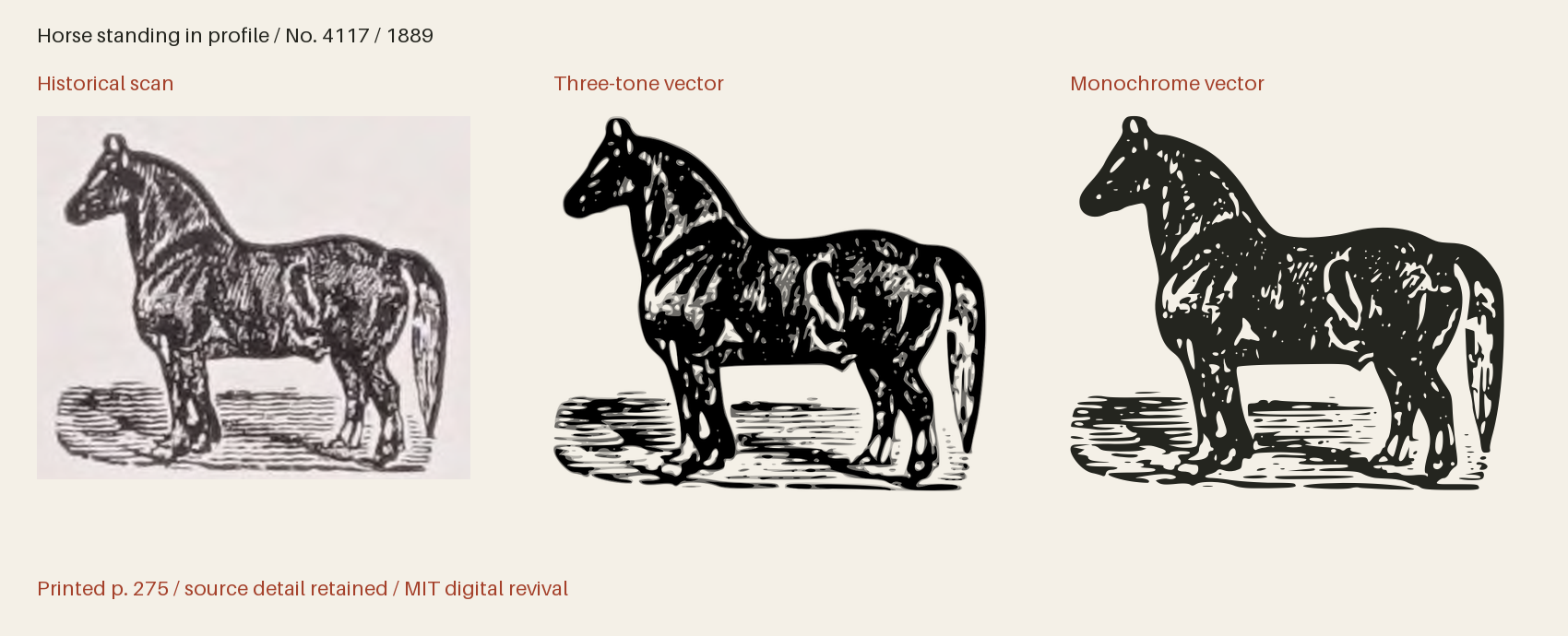 Historical scan beside the three-tone and monochrome vector revivals