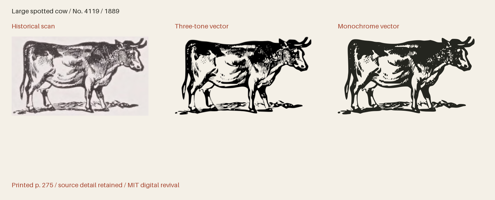Historical scan beside the three-tone and monochrome vector revivals