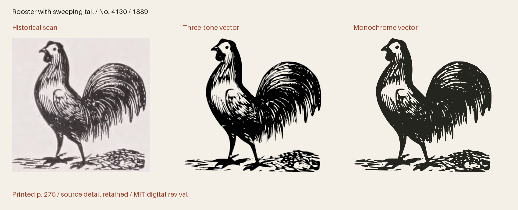 Historical scan beside the three-tone and monochrome vector revivals