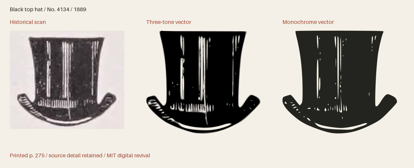 Historical scan beside the three-tone and monochrome vector revivals