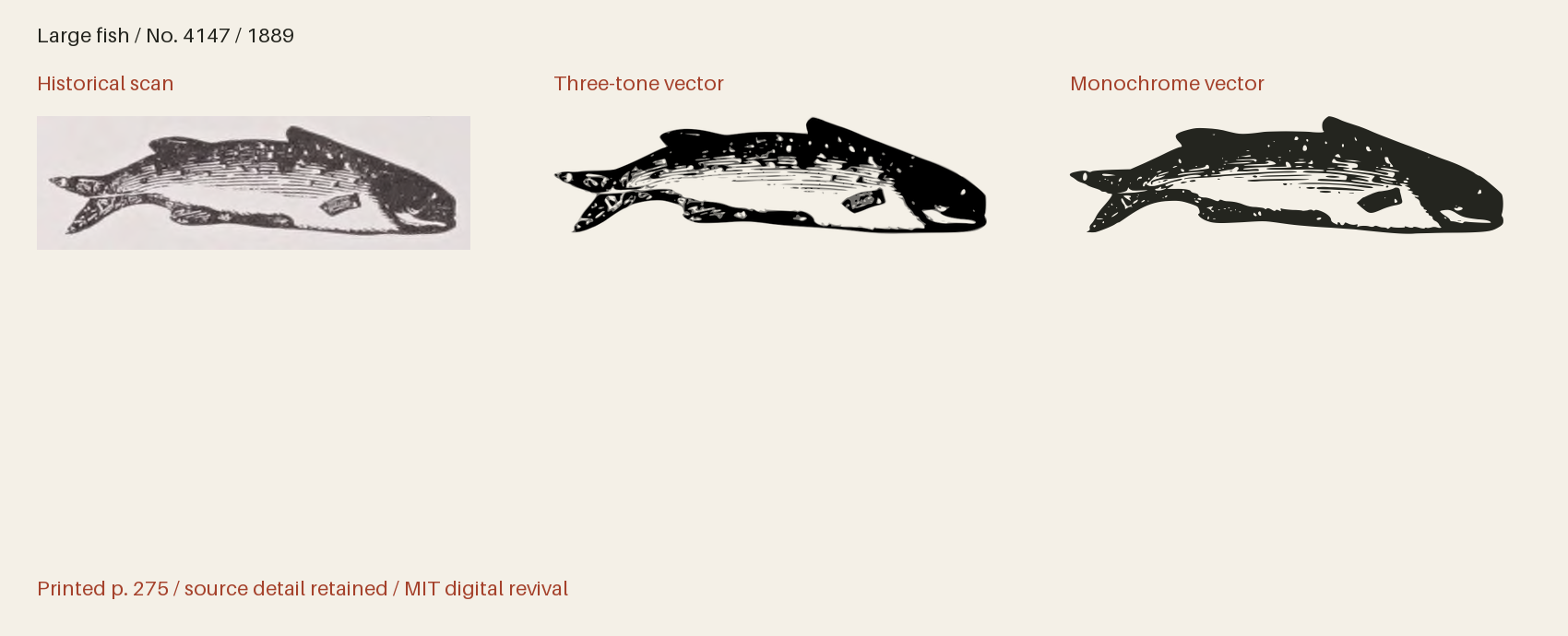 Historical scan beside the three-tone and monochrome vector revivals