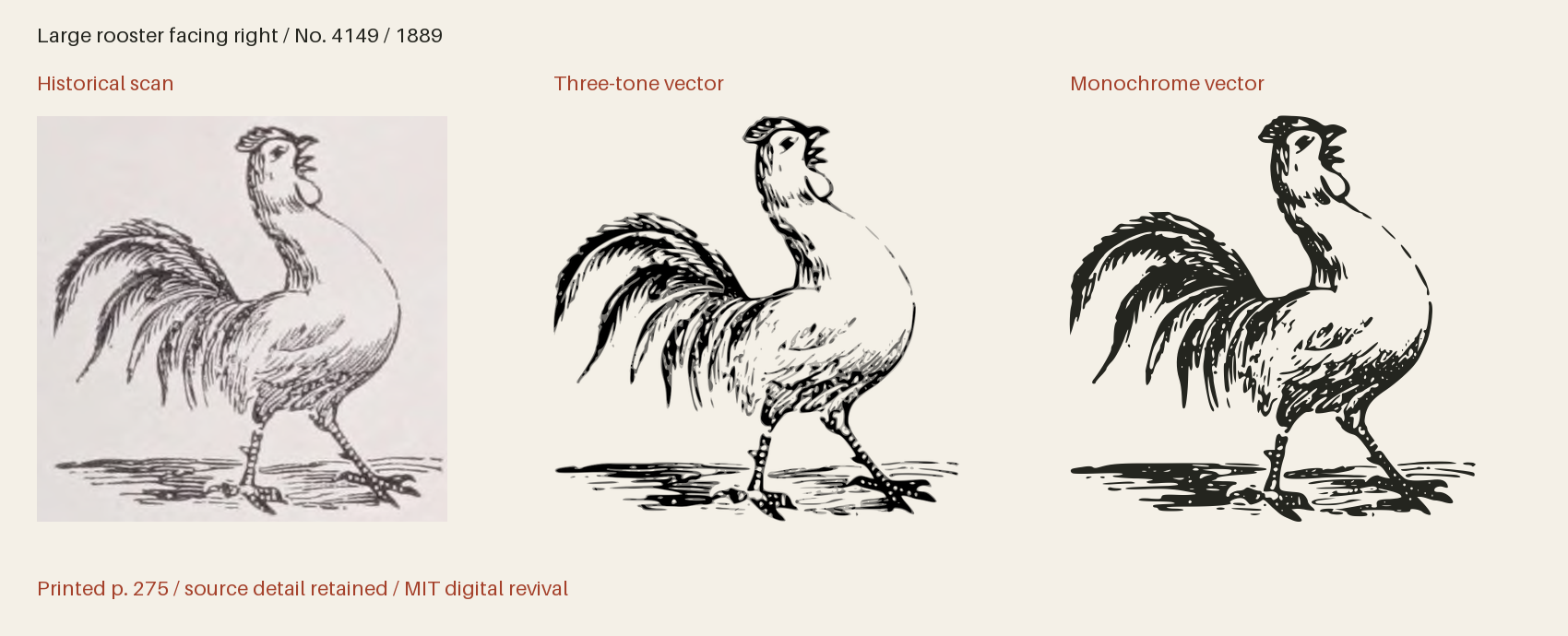 Historical scan beside the three-tone and monochrome vector revivals