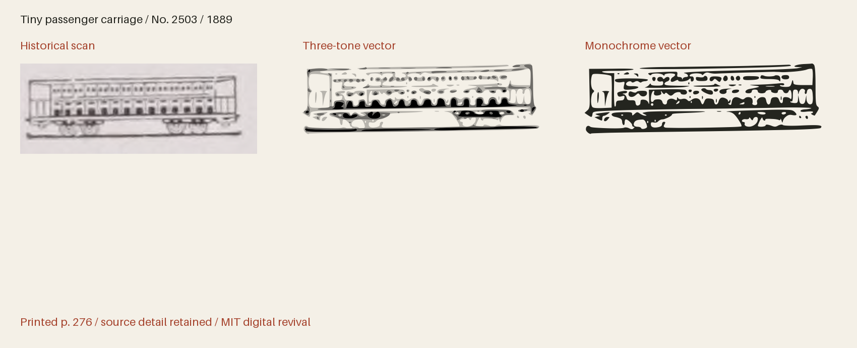 Historical scan beside the three-tone and monochrome vector revivals