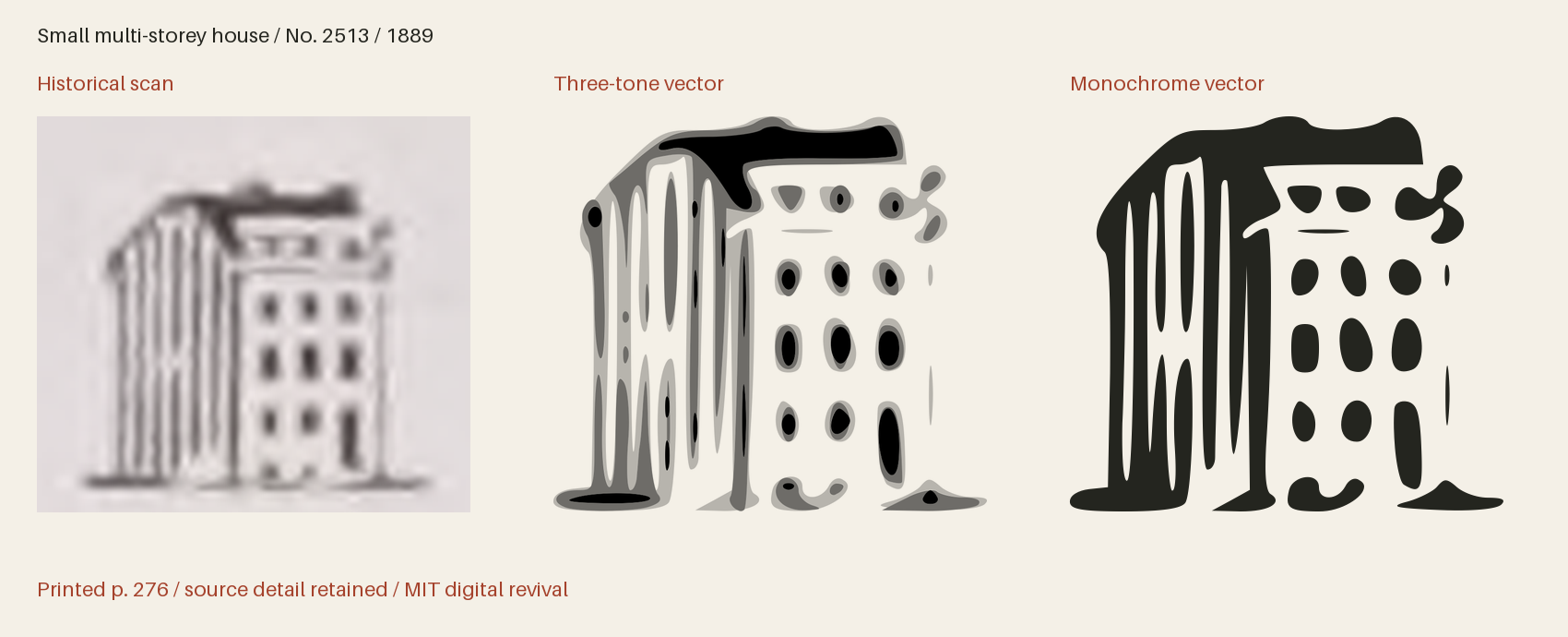 Historical scan beside the three-tone and monochrome vector revivals