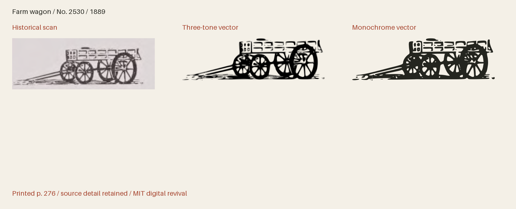 Historical scan beside the three-tone and monochrome vector revivals