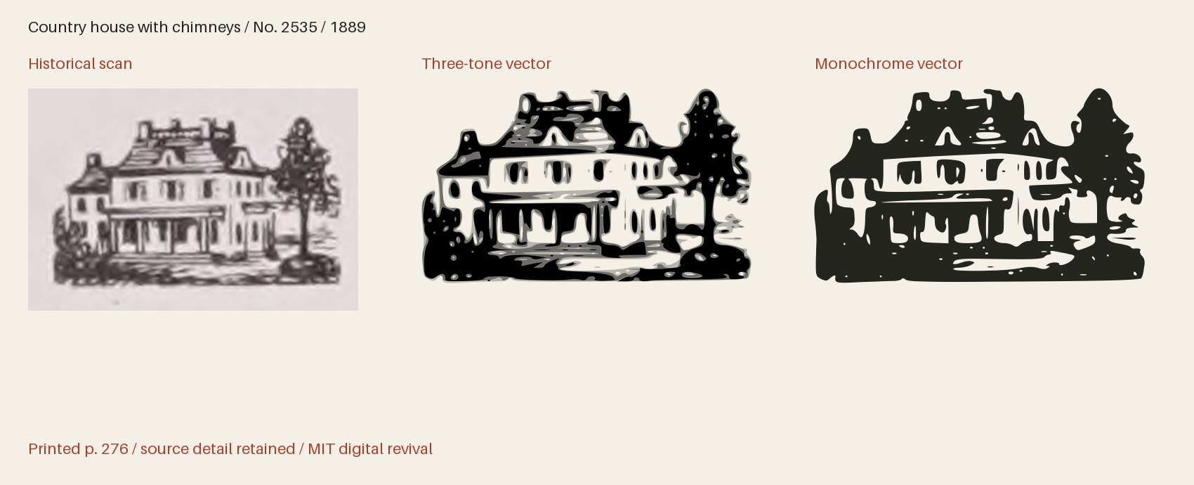 Historical scan beside the three-tone and monochrome vector revivals