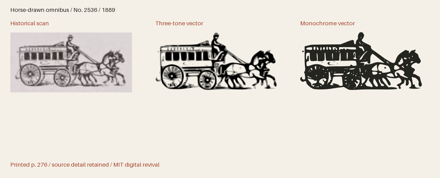Historical scan beside the three-tone and monochrome vector revivals