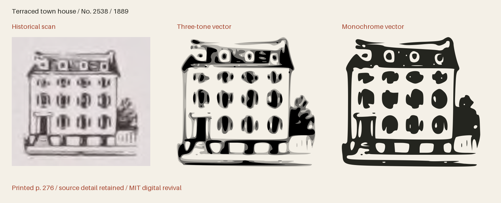 Historical scan beside the three-tone and monochrome vector revivals