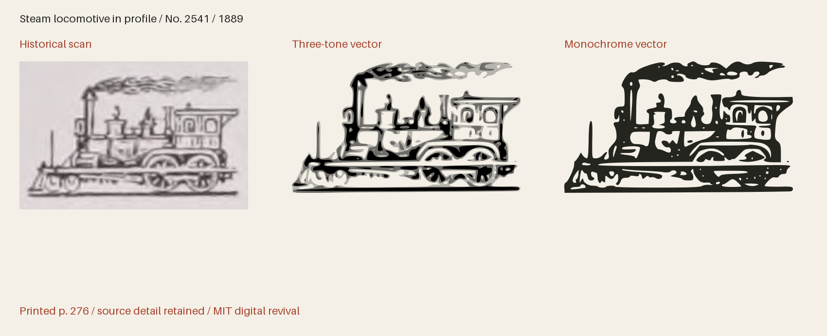 Historical scan beside the three-tone and monochrome vector revivals