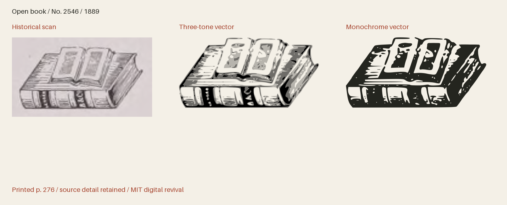Historical scan beside the three-tone and monochrome vector revivals