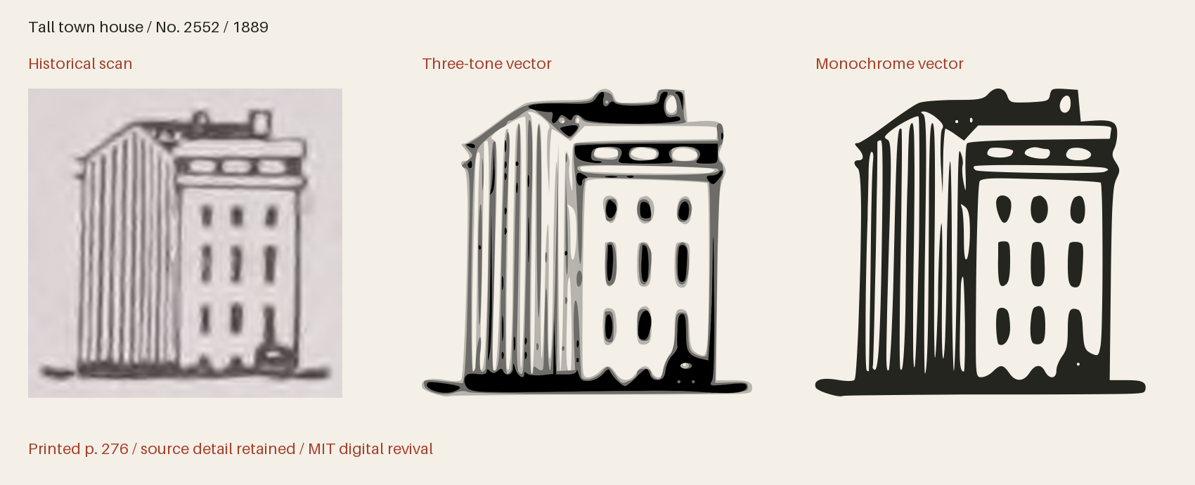 Historical scan beside the three-tone and monochrome vector revivals