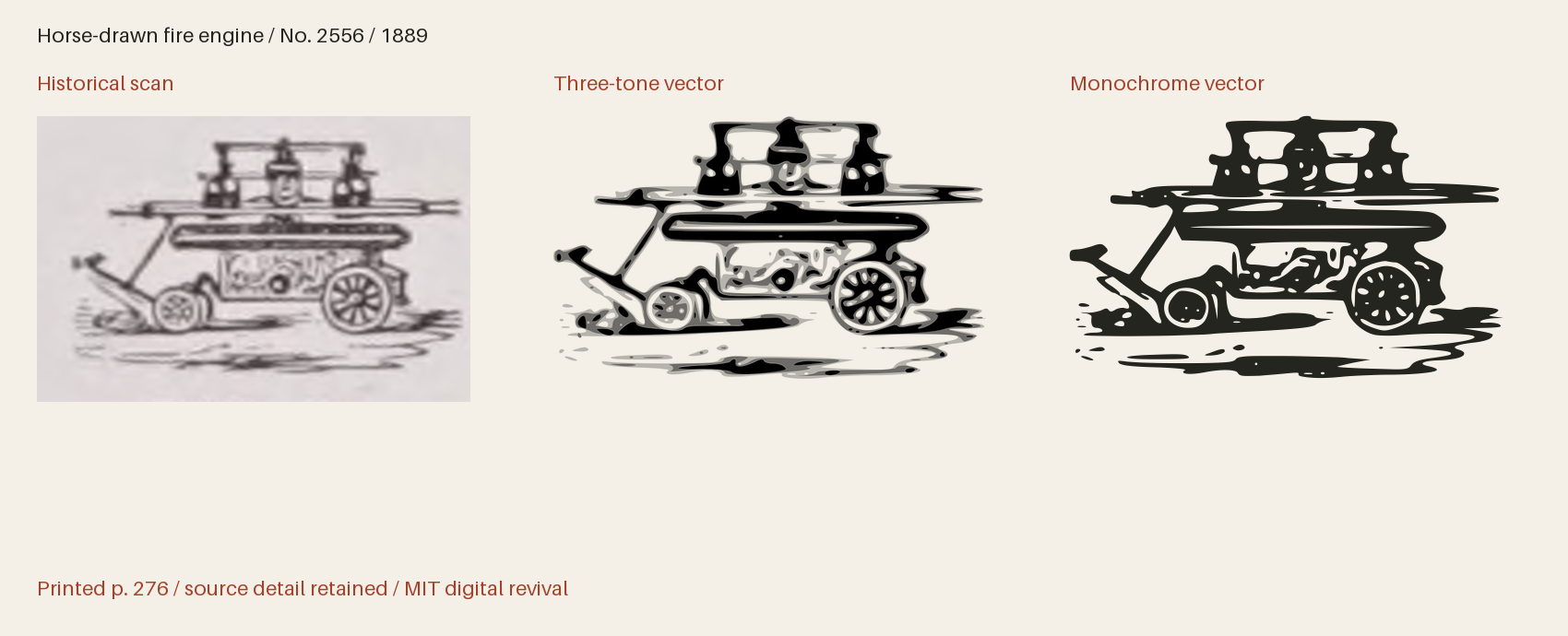 Historical scan beside the three-tone and monochrome vector revivals