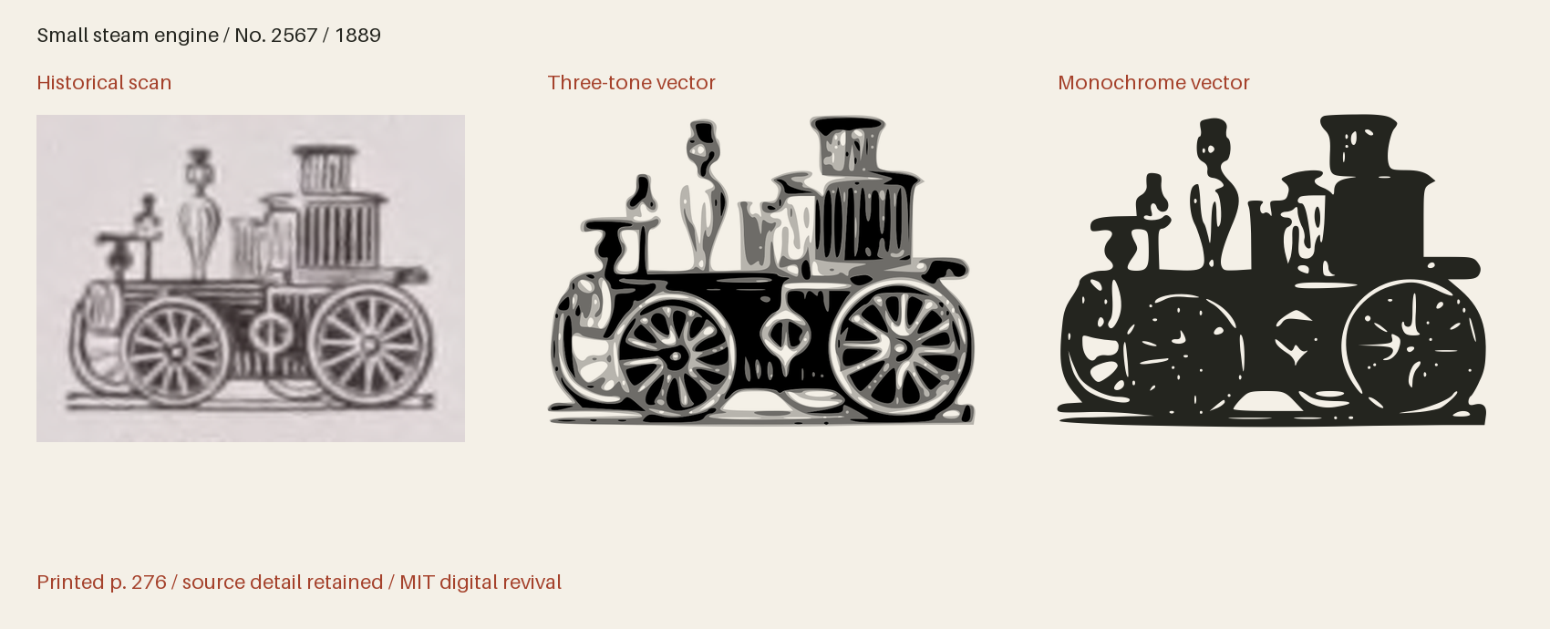 Historical scan beside the three-tone and monochrome vector revivals