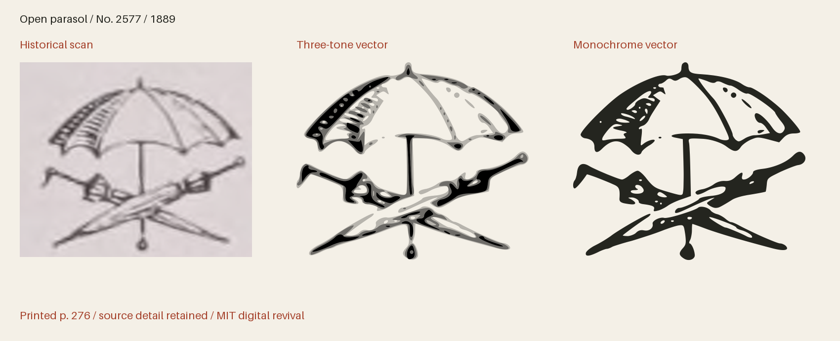 Historical scan beside the three-tone and monochrome vector revivals