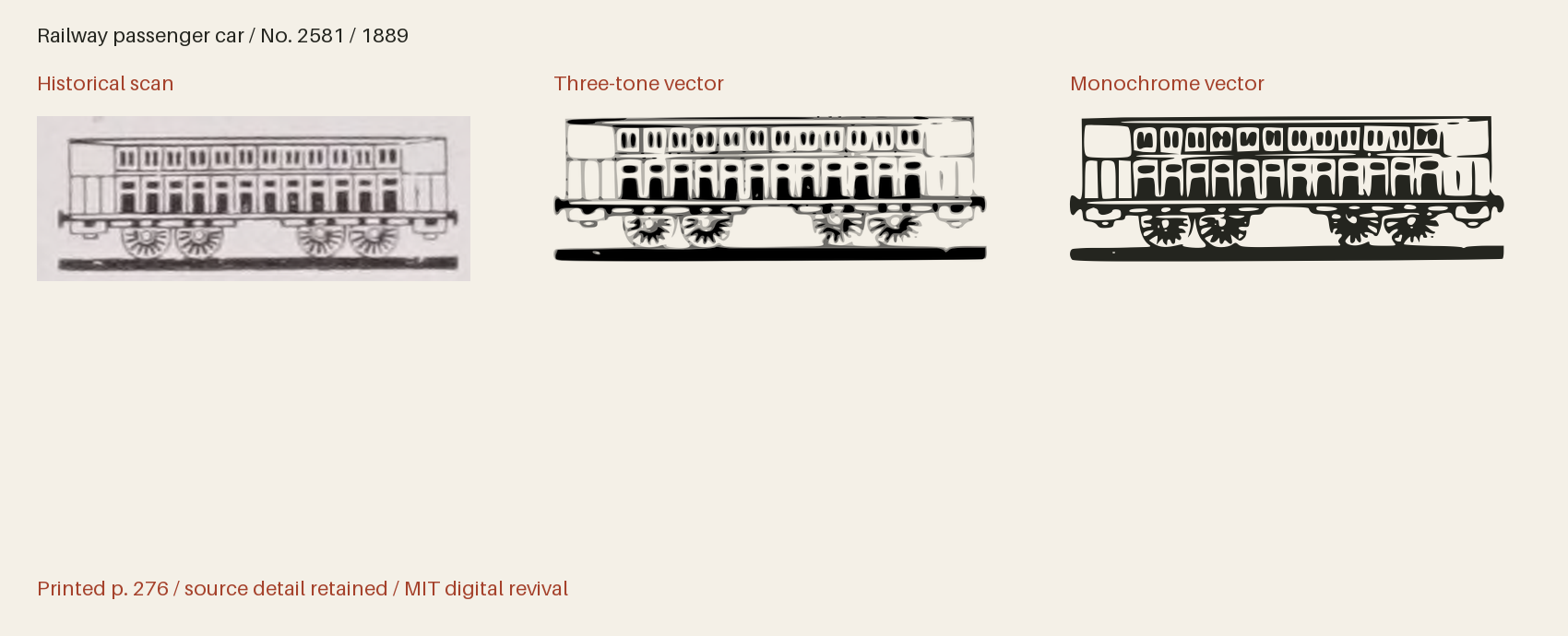 Historical scan beside the three-tone and monochrome vector revivals