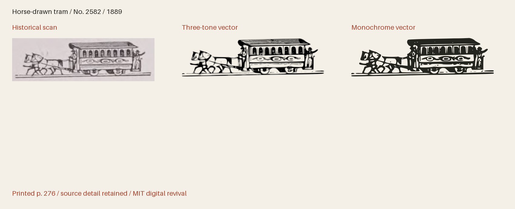 Historical scan beside the three-tone and monochrome vector revivals