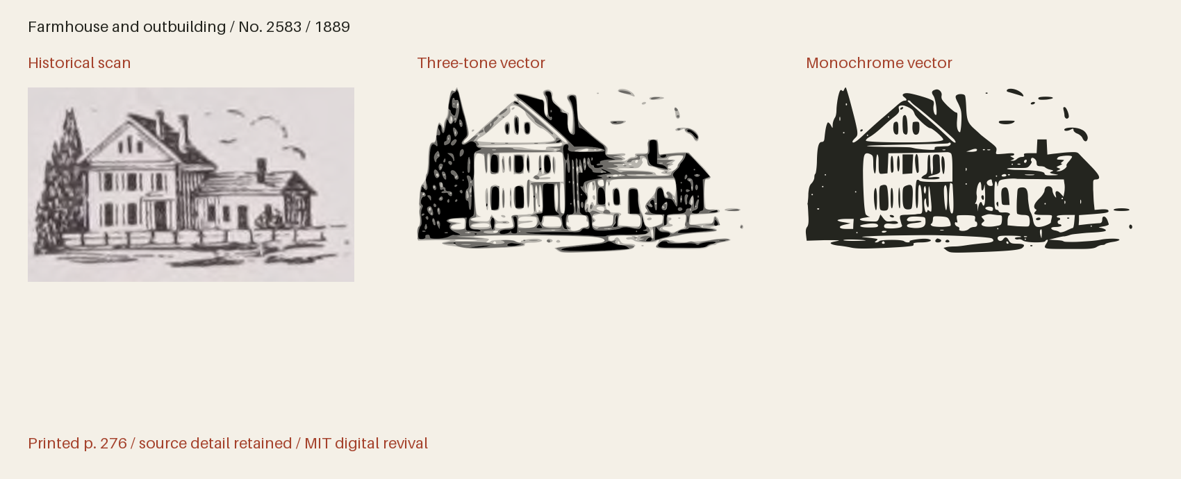 Historical scan beside the three-tone and monochrome vector revivals