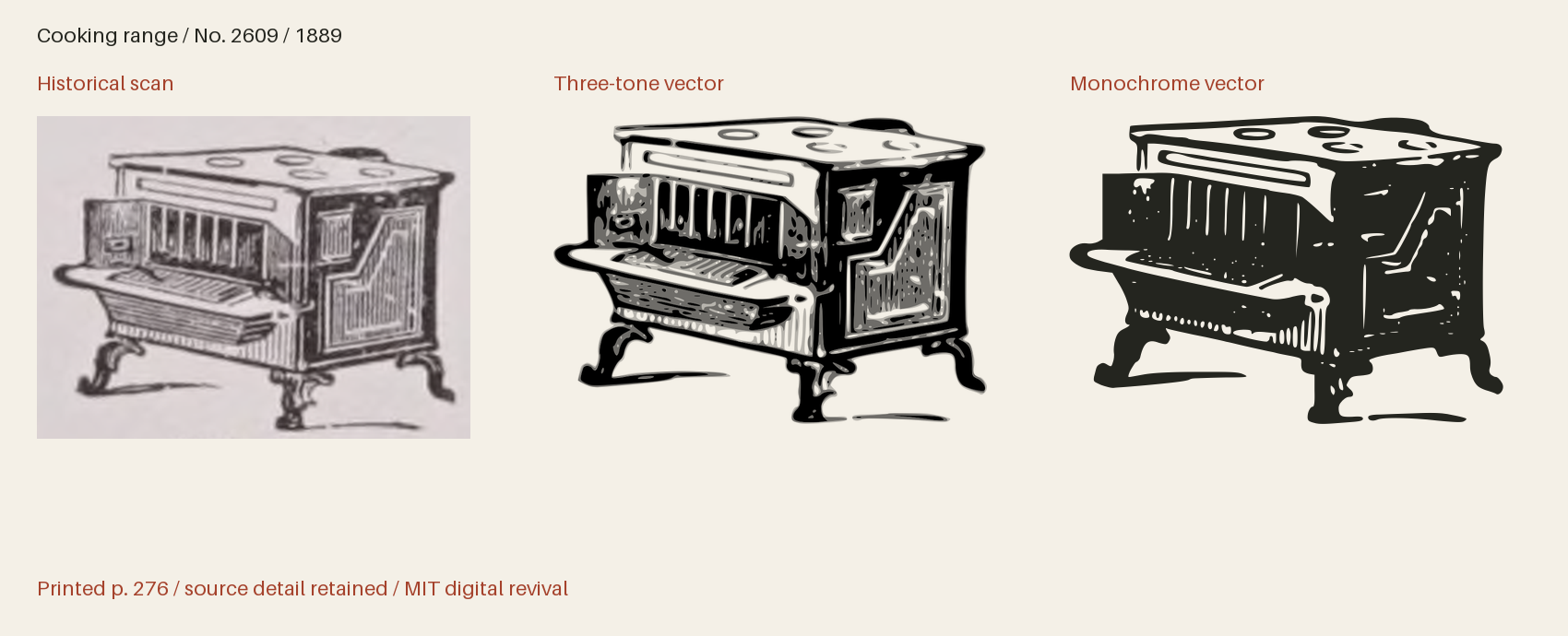 Historical scan beside the three-tone and monochrome vector revivals
