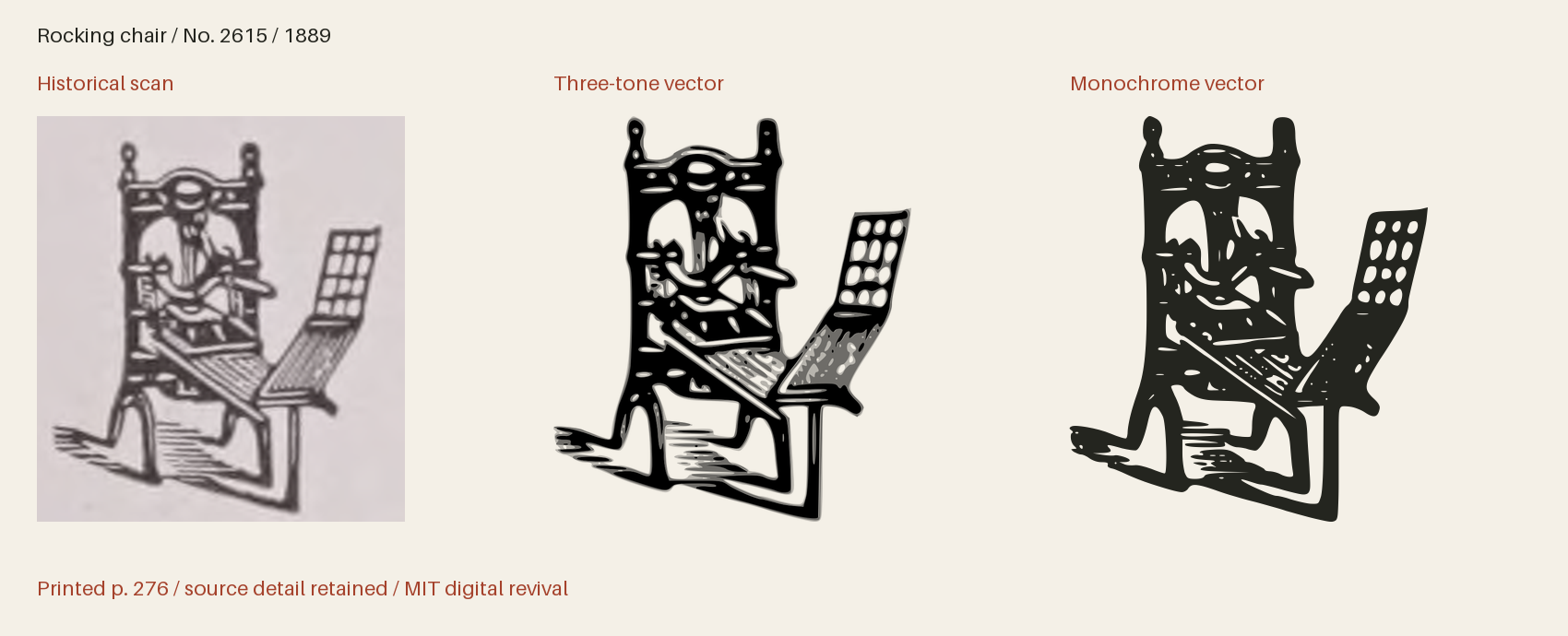 Historical scan beside the three-tone and monochrome vector revivals
