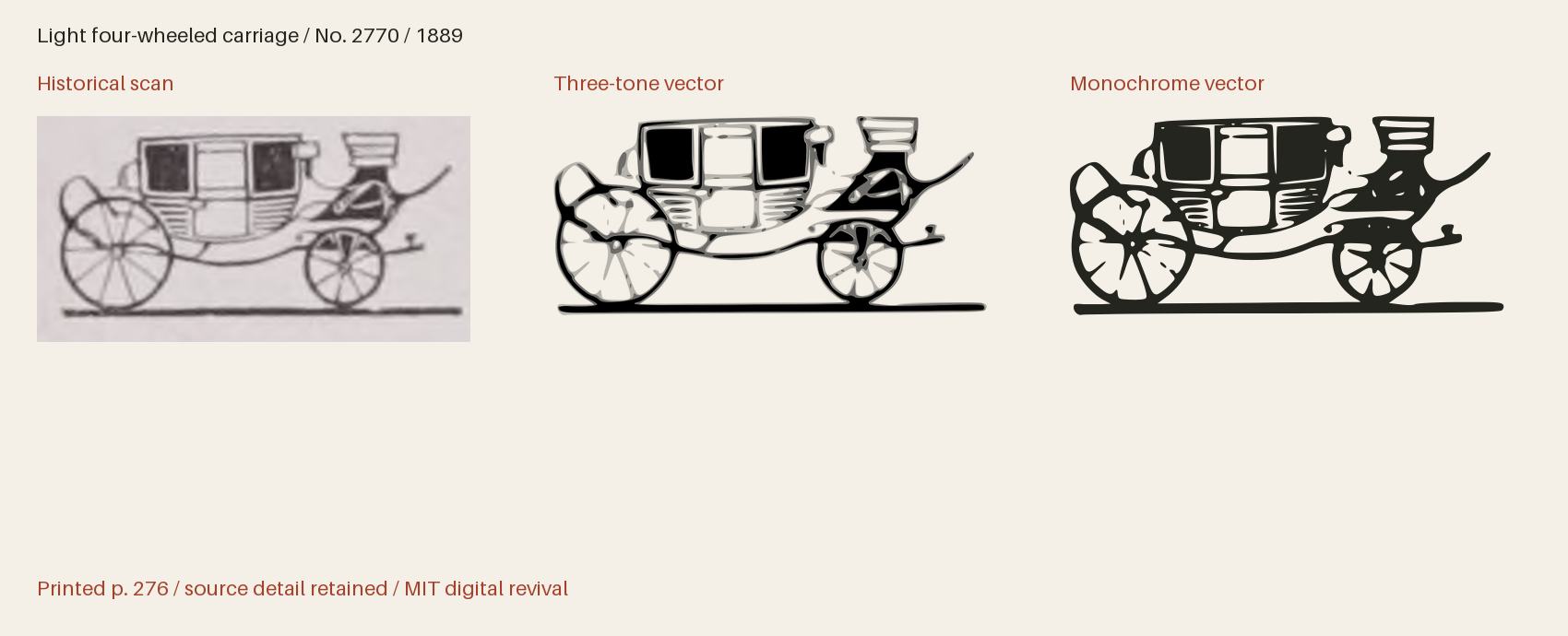 Historical scan beside the three-tone and monochrome vector revivals