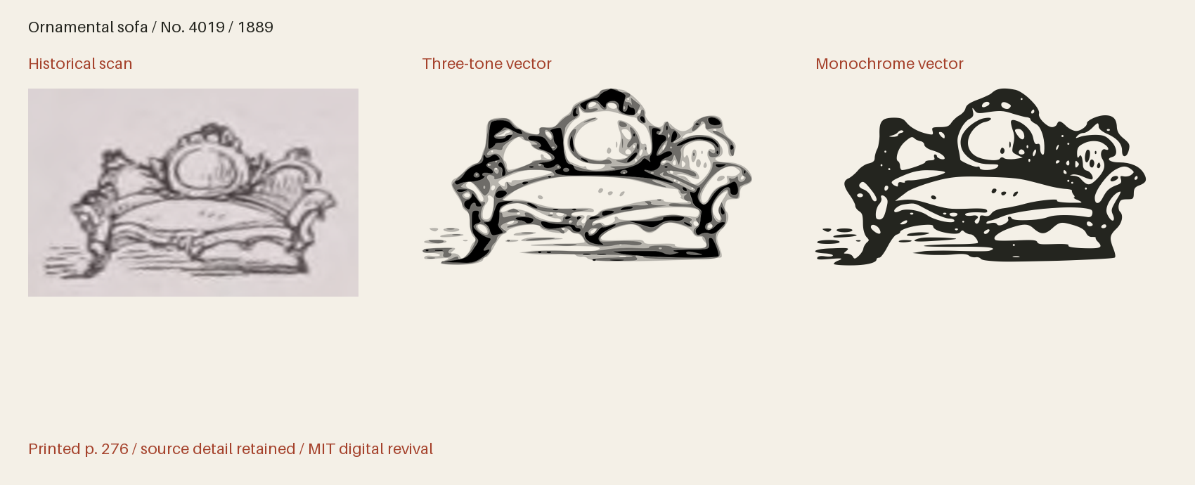Historical scan beside the three-tone and monochrome vector revivals