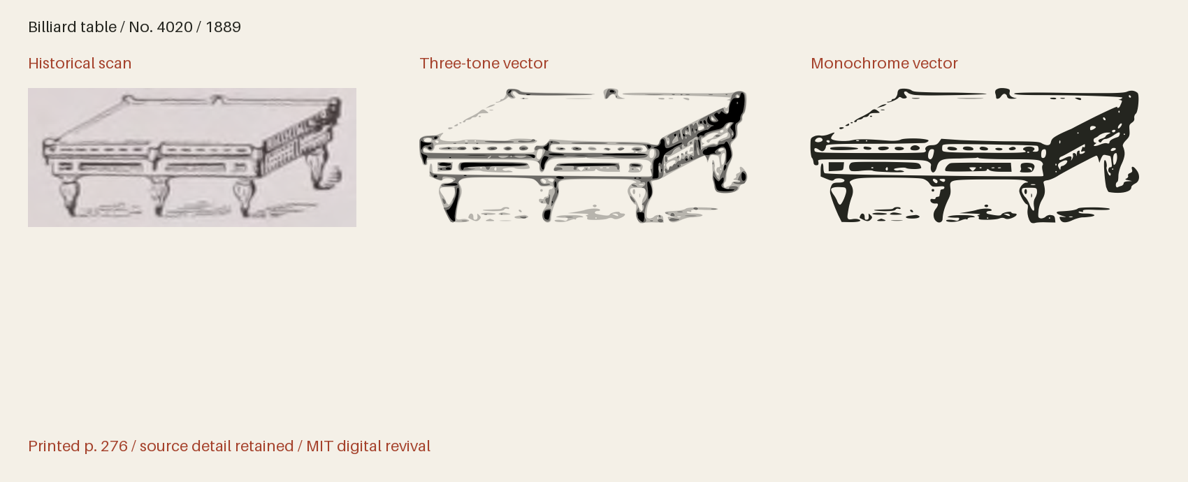 Historical scan beside the three-tone and monochrome vector revivals