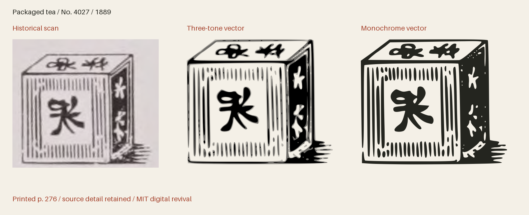 Historical scan beside the three-tone and monochrome vector revivals