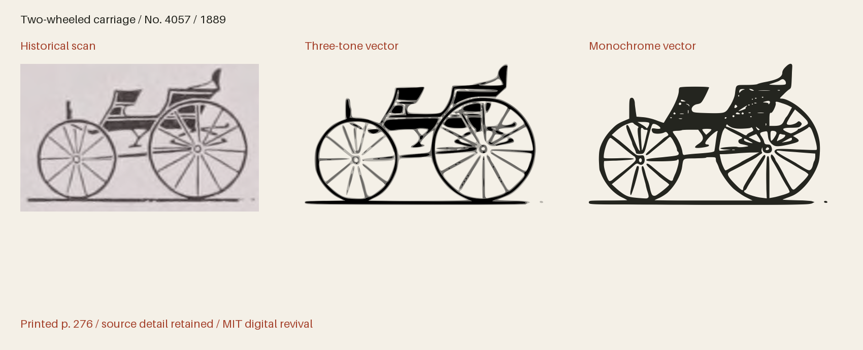 Historical scan beside the three-tone and monochrome vector revivals