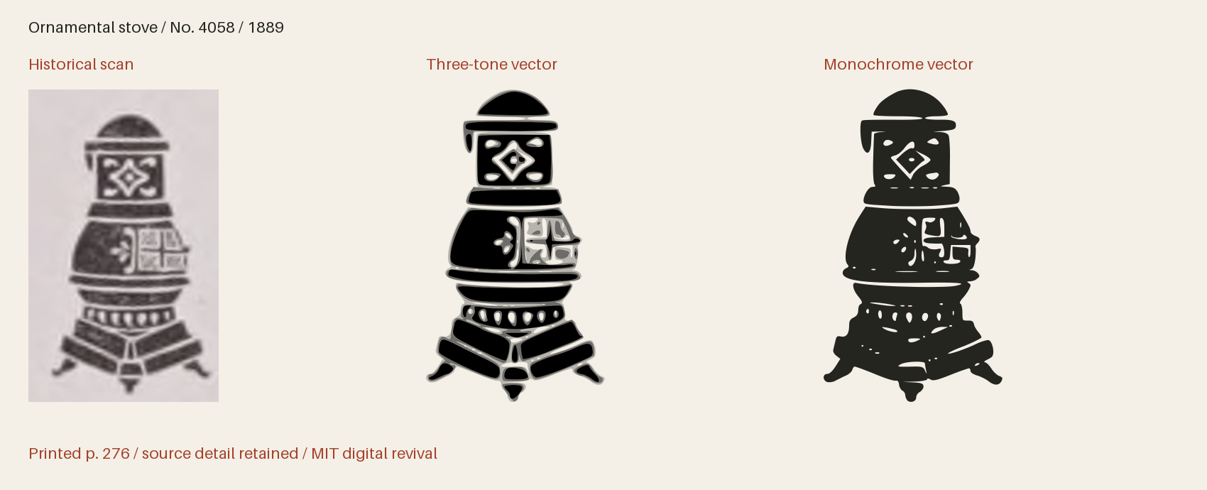 Historical scan beside the three-tone and monochrome vector revivals