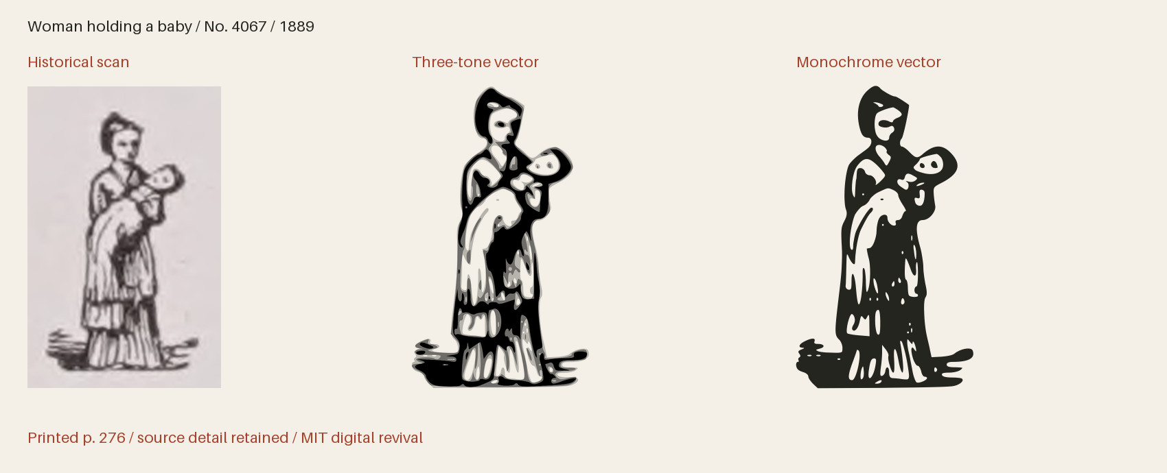 Historical scan beside the three-tone and monochrome vector revivals